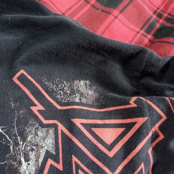 Reworked Custom "Death" Plaid Tartan 1990s Band Shorts - Picture 6 of 7